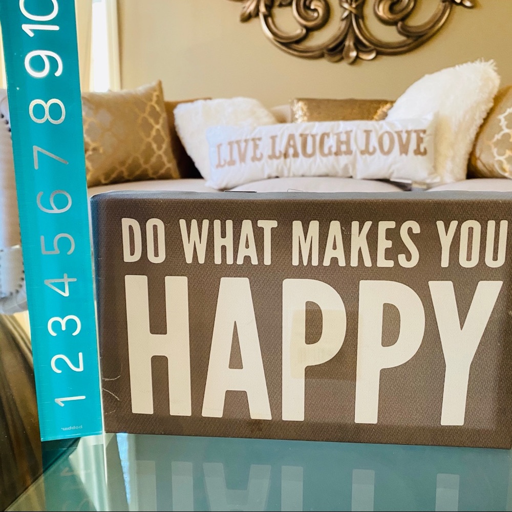 Do What Makes You Happy Canvas Wood Block Decor - Picture 4 of 6